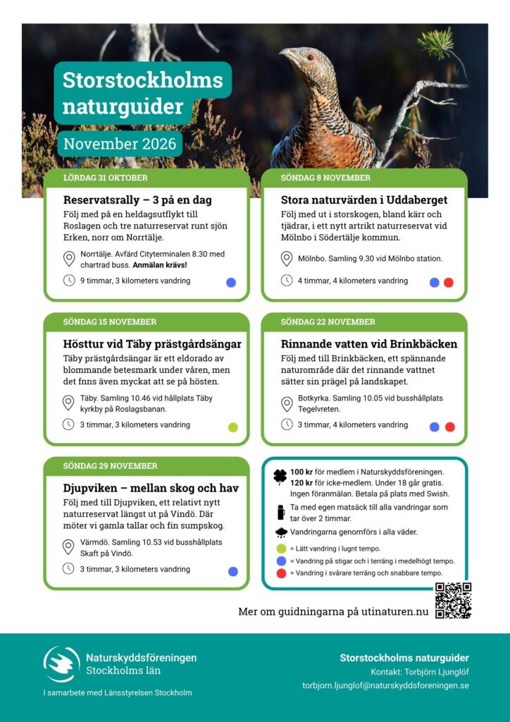 Program för Storstockholms naturguider november 2026